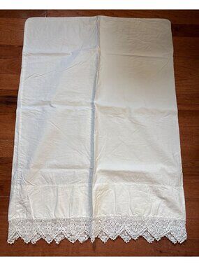 White Pillowcase Lace Crochet Hem 22"x36" Rustic Decor Chic Vintage